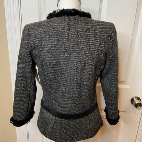 MM Couture By Miss Me Gray Tweed W/ Silver Chain & Black Fringe Trim, Size 8 - Picture 4 of 5